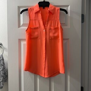 Sleeveless Coral Button-Up Blouse